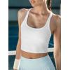 CUPSHE Womens Racerback Sports Bra Crop Tops Workout Gym Fitness Bra with Removable Pads(C-white)
