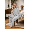 CUPSHE Womens Ribbed Knit Pajama Sets Long Sleeve Loungewear 2 Piece Soft and Comfy Lounge PJs Sets(Grey)