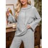 CUPSHE Womens Ribbed Knit Pajama Sets Long Sleeve Loungewear 2 Piece Soft and Comfy Lounge PJs Sets(Grey)