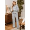 CUPSHE Womens Ribbed Knit Pajama Sets Long Sleeve Loungewear 2 Piece Soft and Comfy Lounge PJs Sets(Grey)