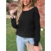 CUPSHE Womens Ribbed Knit Pullover Sweater Fall Crewneck Long Sleeve Twist Back Backless Sweater Tops(Black)