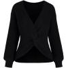 CUPSHE Womens Ribbed Knit Pullover Sweater Fall Crewneck Long Sleeve Twist Back Backless Sweater Tops(Black)