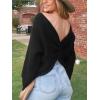 CUPSHE Womens Ribbed Knit Pullover Sweater Fall Crewneck Long Sleeve Twist Back Backless Sweater Tops(Black)