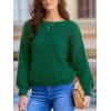 CUPSHE Womens Ribbed Knit Pullover Sweater Fall Crewneck Long Sleeve Twist Back Backless Sweater Tops(Green)
