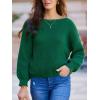 CUPSHE Womens Ribbed Knit Pullover Sweater Fall Crewneck Long Sleeve Twist Back Backless Sweater Tops(Green)