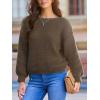 CUPSHE Womens Ribbed Knit Pullover Sweater Fall Crewneck Long Sleeve Twist Back Backless Sweater Tops(Khaki)