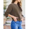 CUPSHE Womens Ribbed Knit Pullover Sweater Fall Crewneck Long Sleeve Twist Back Backless Sweater Tops(Khaki)