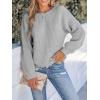 CUPSHE Womens Ribbed Knit Pullover Sweater Fall Crewneck Long Sleeve Twist Back Backless Sweater Tops(Light Grey)