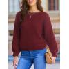 CUPSHE Womens Ribbed Knit Pullover Sweater Fall Crewneck Long Sleeve Twist Back Backless Sweater Tops(Red)