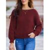 CUPSHE Womens Ribbed Knit Pullover Sweater Fall Crewneck Long Sleeve Twist Back Backless Sweater Tops(Red)