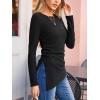 CUPSHE Womens Ribbed Long Sleeve Shirts Asymmetrical Trendy Blouse Tops Fall Fashion Outfits(Black)