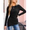 CUPSHE Womens Ribbed Long Sleeve Shirts Asymmetrical Trendy Blouse Tops Fall Fashion Outfits(Black)