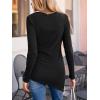 CUPSHE Womens Ribbed Long Sleeve Shirts Asymmetrical Trendy Blouse Tops Fall Fashion Outfits(Black)