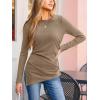 CUPSHE Womens Ribbed Long Sleeve Shirts Asymmetrical Trendy Blouse Tops Fall Fashion Outfits(Coffee)