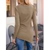 CUPSHE Womens Ribbed Long Sleeve Shirts Asymmetrical Trendy Blouse Tops Fall Fashion Outfits(Coffee)