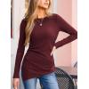 CUPSHE Womens Ribbed Long Sleeve Shirts Asymmetrical Trendy Blouse Tops Fall Fashion Outfits(Reddish-brown)