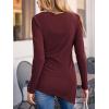 CUPSHE Womens Ribbed Long Sleeve Shirts Asymmetrical Trendy Blouse Tops Fall Fashion Outfits(Reddish-brown)