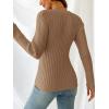 CUPSHE Womens Ribbed Sweaters Surplice Fall Knit Sweater Long Sleeve Wrap Sweater Tops(Brown)