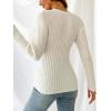 CUPSHE Womens Ribbed Sweaters Surplice Fall Knit Sweater Long Sleeve Wrap Sweater Tops(Cream White)