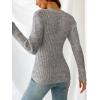 CUPSHE Womens Ribbed Sweaters Surplice Fall Knit Sweater Long Sleeve Wrap Sweater Tops(Grey)