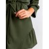 CUPSHE Women’s Romper Collared Button Ruching Lace Up Woven Jumpsuits 3/4 Sleeve Wide Leg Outfit Casual Dressy(Olive)