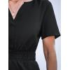 CUPSHE Women’s Romper Overall Short Sleeves Smocked Waist Wide Leg Boho Jumpsuits Rompers Dressy 2025(Black)