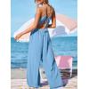 CUPSHE Women’s Romper Plunging V Neck Sleeveless Pocket Jumpsuit Casual Vacation(Blue)
