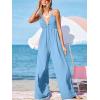 CUPSHE Women’s Romper Plunging V Neck Sleeveless Pocket Jumpsuit Casual Vacation(Blue)