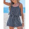 CUPSHE Women’s Romper Round Neck Sleeveless Stripe High Waist Wide Leg Pants One Piece Casual Summer Outfits Jumpsuit(Black)