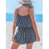 CUPSHE Women’s Romper Round Neck Sleeveless Stripe High Waist Wide Leg Pants One Piece Casual Summer Outfits Jumpsuit(Black)