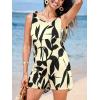 CUPSHE Women’s Romper Scoop Neck Sleeveless Leg Wide Leg Pants One Piece Casual Loose Summer Outfits Jumpsuit(Black-beige)