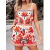 CUPSHE Women’s Romper Sleeveless Floral Tropical Wide Leg Waist Jumpsuit Casual Outfit Beach Vacation(Pink)