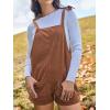 CUPSHE Women’s Romper Square Neck Patch Pocket Wide Leg Tied Lace Up Jumpsuit Outfit Casual Dressy(Brown)