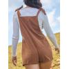 CUPSHE Women’s Romper Square Neck Patch Pocket Wide Leg Tied Lace Up Jumpsuit Outfit Casual Dressy(Brown)