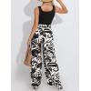 CUPSHE Women’s Romper Square Neck Sleeveless Belted Pocket Wide leg Maxi Outfit Casual Dressy(Black)