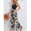 CUPSHE Women’s Romper Square Neck Sleeveless Belted Pocket Wide leg Maxi Outfit Casual Dressy(Black)