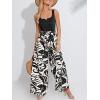 CUPSHE Women’s Romper Square Neck Sleeveless Belted Pocket Wide leg Maxi Outfit Casual Dressy(Black)