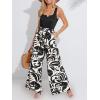 CUPSHE Women’s Romper Square Neck Sleeveless Belted Pocket Wide leg Maxi Outfit Casual Dressy(Black)