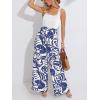 CUPSHE Women’s Romper Square Neck Sleeveless Belted Pocket Wide leg Maxi Outfit Casual Dressy(Blue)