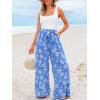CUPSHE Women’s Romper Square Neck Sleeveless Belted Pocket Wide leg Maxi Outfit Casual Dressy(Blue Floral)