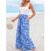 CUPSHE Women’s Romper Square Neck Sleeveless Belted Pocket Wide leg Maxi Outfit Casual Dressy(Blue Floral)