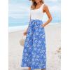 CUPSHE Women’s Romper Square Neck Sleeveless Belted Pocket Wide leg Maxi Outfit Casual Dressy(Blue Floral)