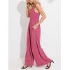 CUPSHE Women’s Romper Square Neck Sleeveless Jumpsuit Straight leg Outfit Casual Dressy(Hot-pink)