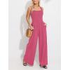 CUPSHE Women’s Romper Square Neck Sleeveless Jumpsuit Straight leg Outfit Casual Dressy(Hot-pink)