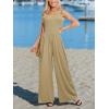 CUPSHE Women’s Romper Square Neck Sleeveless Jumpsuit Straight leg Outfit Casual Dressy(Khaki)