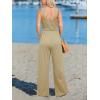 CUPSHE Women’s Romper Square Neck Sleeveless Jumpsuit Straight leg Outfit Casual Dressy(Khaki)