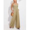 CUPSHE Women’s Romper Square Neck Sleeveless Jumpsuit Straight leg Outfit Casual Dressy(Khaki)