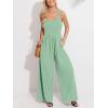 CUPSHE Women’s Romper Square Neck Sleeveless Jumpsuit Straight leg Outfit Casual Dressy(Mint)