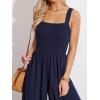 CUPSHE Women’s Romper Square Neck Sleeveless Jumpsuit Straight leg Outfit Casual Dressy(Navy)