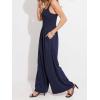 CUPSHE Women’s Romper Square Neck Sleeveless Jumpsuit Straight leg Outfit Casual Dressy(Navy)